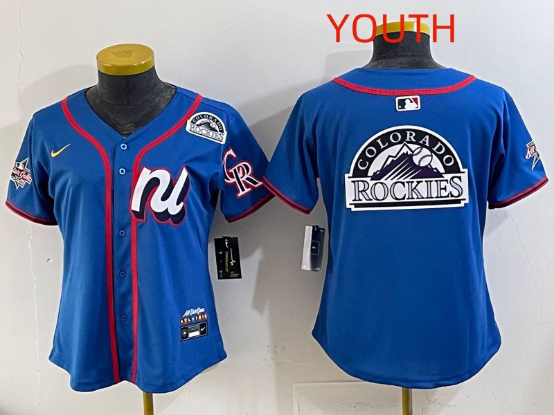 Youth 2025 Colorado Rockies Blank Blue All star Nike MLB Jersey style 06